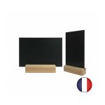 Porte menu de table en bois brut dimensions 15 x 3, 6 x 3, 6 cm avec ardoise a5 - lot de 2
