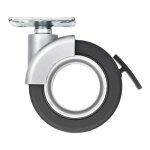 Cime - roulette pivotante avec frein rotola noir, 47x47 mm, d. 65 x h. 80 mm, entraxe 35x35mm