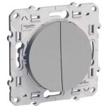 Interrupteur double va - et - vient odace 10 a � vis aluminium - schneider electric - s536214