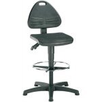 Chaise d'atelier pivotante isitec patins + anneau repose - pieds mousse structur�e noir 580 - 850 mm