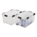 Iris ohyama, lot de 2 bo�tes de rangement herm�tique plastique 50l, transparent, wb - 50