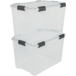 Iris ohyama, lot de 2 bo�tes de rangement herm�tique plastique 70l, transparent, wb - 70
