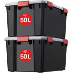 Iris ohyama lot de 2 bo�tes de rangement herm�tique - air tight box - at - l - noir et transparent - ...