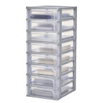 Iris ohyama, caisson de rangement plastique a4, 8 petits tiroris, gris, och - 2080