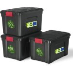 Iris ohyama, malle, bo�tes de rangement plastiques, avec couvercle et cips de fermeture, 60l, lot de ...