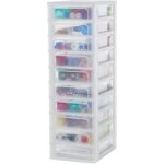 Iris ohyama, tour de rangement plastique, 10 petits tiroirs, blanc, ouverture facile, format a4, meuble, ...