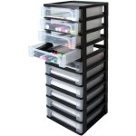 Iris ohyama, tour de rangement plastique, 10 petits tiroirs, noir, ouverture facile, format a4, meuble, ...