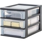 Iris ohyama, tour de rangement plastique, 3 petits tiroirs, noir, ouverture facile, format a4, meuble, ...
