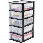 Iris ohyama, tour de rangement plastique, 5 tiroirs moyens, noir, ouverture facile, format a4, a5 & a6, ...