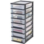 Iris ohyama, tour de rangement plastique, 8 petits tiroirs, noir, ouverture facile, format a4, meuble, ...