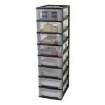 Iris ohyama, tour de rangement plastique, 8 tiroirs moyens, noir, ouverture facile, format a4, a5 & a6, ...