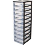 Iris ohyama, tour de rangement plastique sur roulettes a4, 10 petits tiroirs, noir, dc - 010