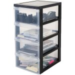 Iris ohyama, tour de rangement plastique sur roulettes a4, 4 tiroirs moyen, noir, dc - 004