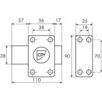 Verrou  bouton de sret sur n kcf 005501 - huisserie bois city 25 - cylindre longueur 40 mm - iseo ...