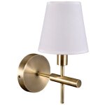 Balter - applique murale stylisée dorée à 1 lumière avec abat - jour en tissu blanc, e14 - italux Balter - applique murale stylisée dorée à 1 lumière avec abat - jour en tissu blanc, e14 - italux