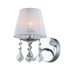 Cornelia - applique murale chrome, blanc 1 lumière avec blanc, abat - jour en tissu, e14 - italux Cornelia - applique murale chrome, blanc 1 lumière avec blanc, abat - jour en tissu, e14 - italux