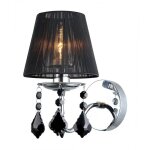 Cornelia - applique murale chrome, noir 1 lumière avec abat - jour en tissu noir, e14 - italux Cornelia - applique murale chrome, noir 1 lumière avec abat - jour en tissu noir, e14 - italux