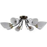 Italux - cristina - plafonnier affleurant stylis� noir, bronze antique 8 lumi�res avec abat - jour blanc, ...