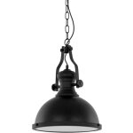 Italux - maeva - suspension industrielle et r�tro noire � 1 lumi�re avec abat - jour en verre, e27