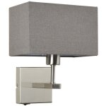 Italux norte - lampe de chevet moderne nickel 1 lumi�re avec abat - jour rectangulaire gris, e27