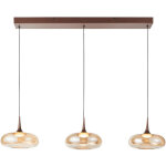 Italux tenele suspension de bar en cuivre avec abat - jour en verre ambr�, lumi�re chaude 3000k, intensit� ...