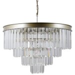 Italux - verdes - suspension  suspendre champagne dor 8 lumires avec abat - jour en cristal, e14