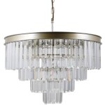 Italux - verdes - suspension � suspendre champagne dor� 8 lumi�res avec abat - jour en cristal, e14