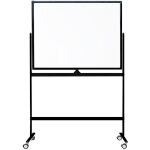 Tableau blanc mobile - double face et magntique - 90 x 120 cm - noir