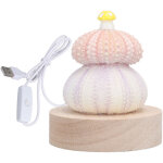 Jeffergarden lampe de nuit led blanc chaud, prise usb, corps en coquille naturelle, d�cor de champignon ...