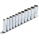 Jeu de 11 douilles extra longues 6 pans carre cliquet de 3 / 8 bgs - 8 a 19 mm