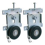 Jeu de 2 galets de roulement porte coulissante ? acier zingu� ? syst�me anti - d�raillement ? largeur ...