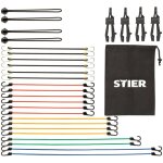 Jeu de 28 �lastiques de fixation stier crochets en acier avec rev�tement abs