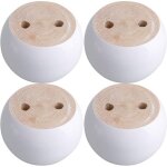 Jeu de 4 pieds de meuble ronds en eucalyptus blanc 8 x 8 x 5 cm pouvant supporter un poids d'environ ...