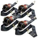 Jeu 4 sangles d?arrimage automatique 750 dan pes 1, 8x50mm traction crochet pointu tendeur  cliquet