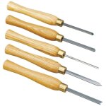 Jeu de 5 outils de tournage en acier hss, en coffret bois proxxon