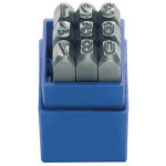 Jeu de chiffres � frapper 328 9 pi�ces chiffres 0 - 9 h. police d'�criture 2 mm ds bo�te pl. kukko