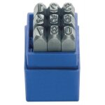 Jeu de chiffres  frapper 328 9 pices chiffres 0 - 9 h. police d'criture 4 mm ds bote pl.