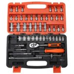 Jeu de cl�s � douilles avec cliquet 53 pi�ces chrome vanadium en coffret