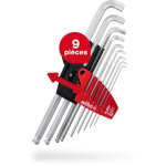 Jeu de cl�s m�les en �tui prostar (35480), lot de 9 jeu de cl�s six pans femelles, t�te sph�rique cl�s ...