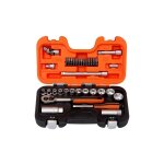 Jeu de douilles 1 / 4' et 3 / 8', 6 pans, en pouces, et cliquet - 34 pc / coffret - bahco