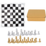Jeu d'�checs international avec pi�ces r�sistantes, plateau et bo�te de rangement en fer dor� pour famille, ...