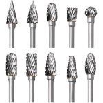 Jeu de fraises en carbure de tungst�ne pour dremel, 10 pi�ces fraises rotatives � double coupe avec tige ...