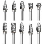 Jeu de fraises rotatives en carbure, 10 pi�ces double coupe fraises pour dremel accessoires avec tige ...