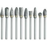 Jeu de fraises rotatives pour dremel, 10 m�ches en carbure � double coupe avec largeur de 1 / 8 et longueur ...