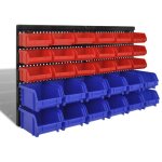 Jeu de paniers muraux de stockage plastique 30pcs bleu et rouge vidaxl