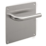 Emuca - jeu de poign�e de porte avec plaque 17x17 cm pour portes int�rieures, forme l, acier inoxydable, ...
