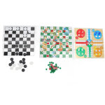 Jeu de soci�t� 4 en 1 portable et pliable avec dames, �checs chinois et petits chevaux pour enfants