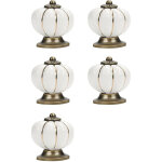Bouton de meuble c�ramique poign�e de placard vintage avec vis pour armoire tiroirs commode 5pcs - blanc ...