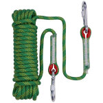 Corde d'escalade corde de scurit 10mm avec 2 mousquetons pour alpinisme sauvetage - 20m vert