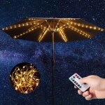 Kaejyiut - lumi�res de parasol de patio guirlande lumineuse blanche chaude avec t�l�commande 104 led ...